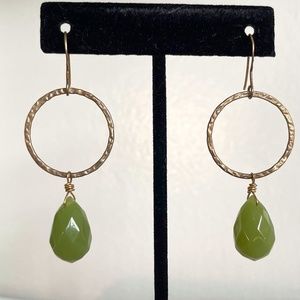 Green and Gold Drop Earrings